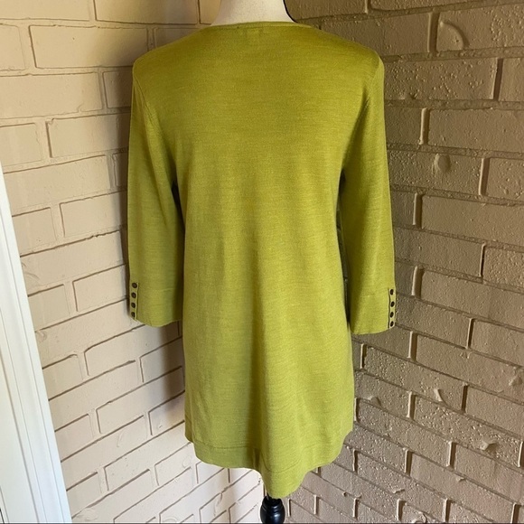 J. Jill Green Merino Wool Washable Long Sleeve Sweater Tunic Top Buttons Small - Picture 4 of 8